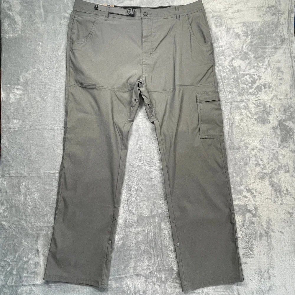 Prana Zion Pants Mens 40x32 Gray Relaxed Fit Straight Leg Hiking Cargo New